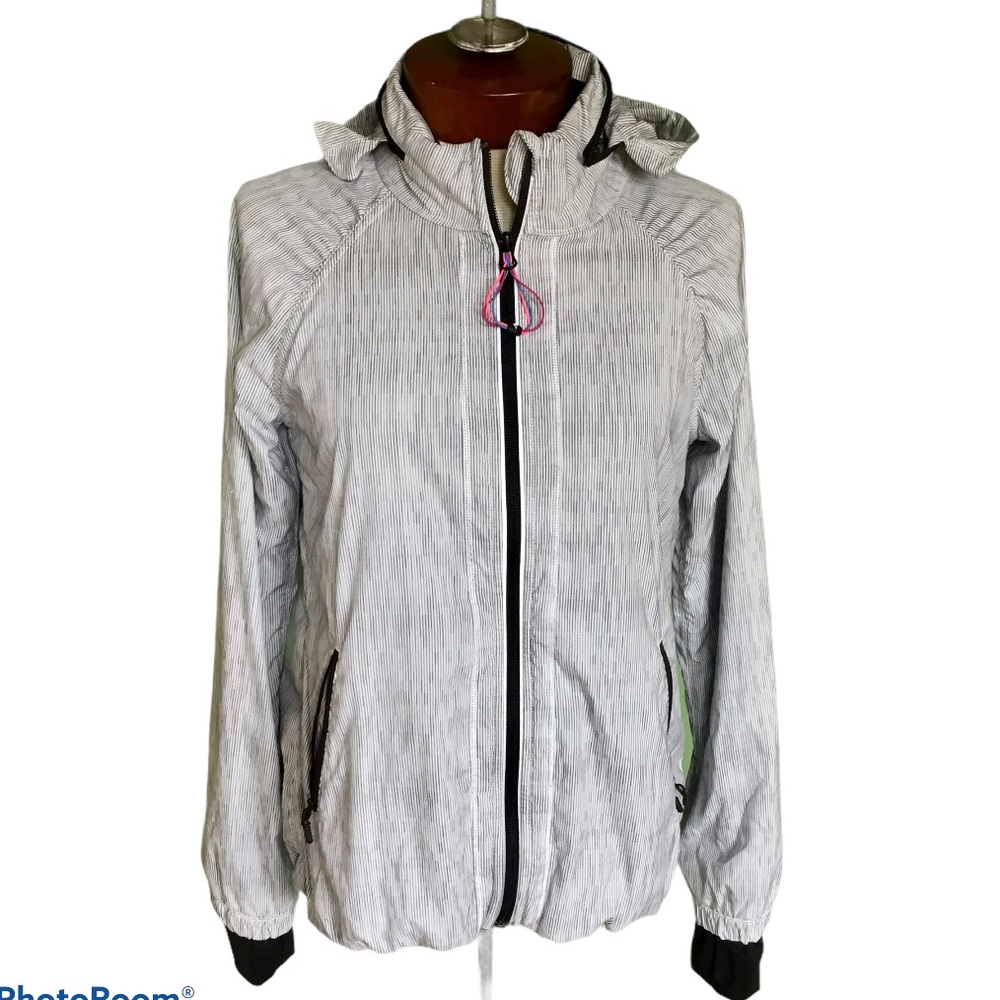 Ivivva Space Dye Full Zip Up Windbreaker Jacket Hideaway Hood Thumbholes Rushing